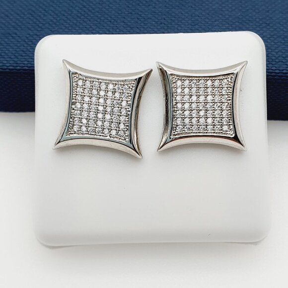 "925 Sterling Silver Plated CZ Earrings, EVBRS686 - Picture 1 of 11